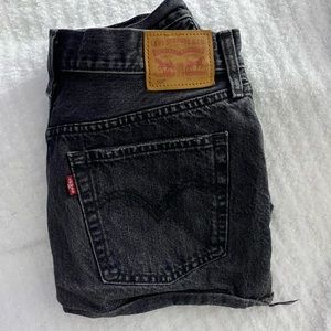 Levi 501 black button fly jean shorts